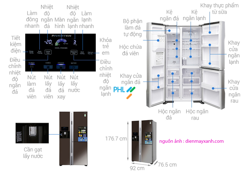 Tủ lạnh Side By Side Hitachi 584 Lít inverter R-M700GPGV2X
