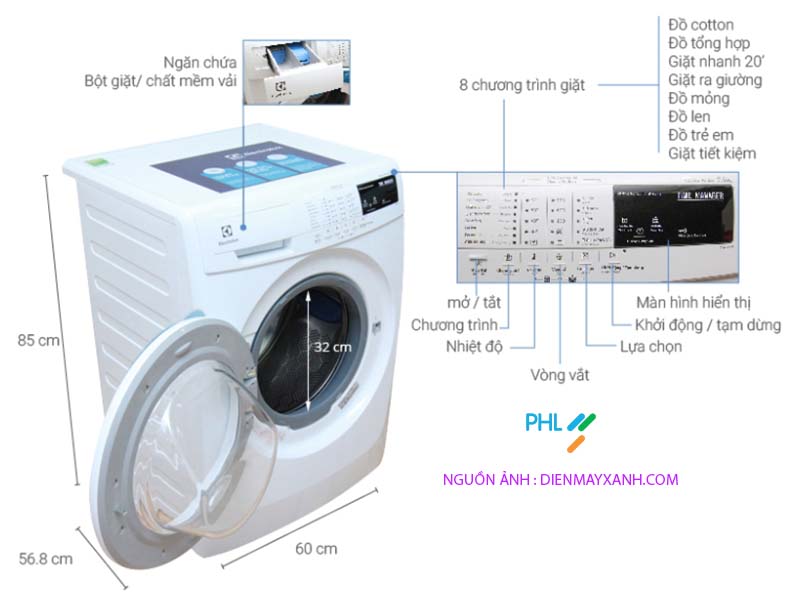 Máy Giặt Lồng Ngang Electrolux 7.0Kg EWF80743