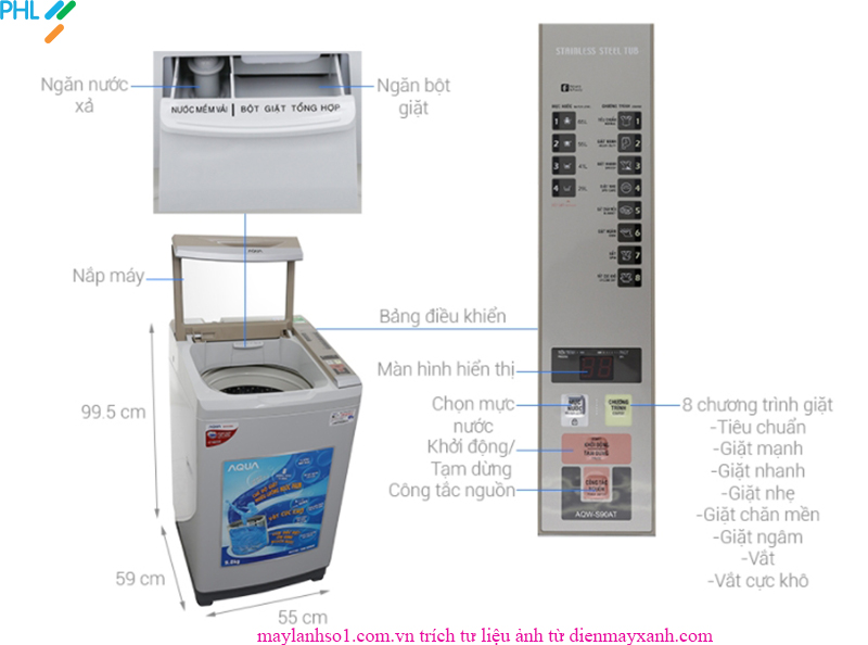 Máy giặt cửa trên Aqua 9Kg S90AT