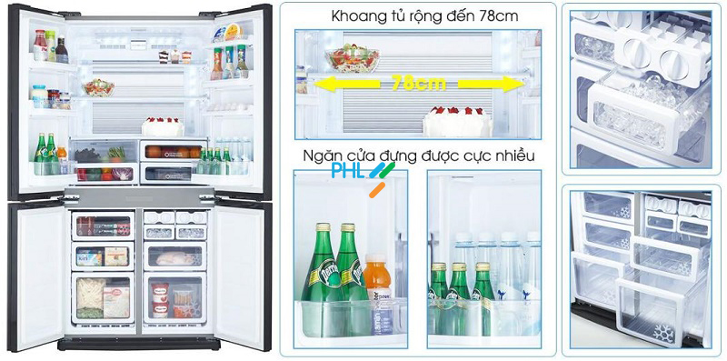 Tủ lạnh Side By Side Sharp 605 Lít Inverter FX688VG
